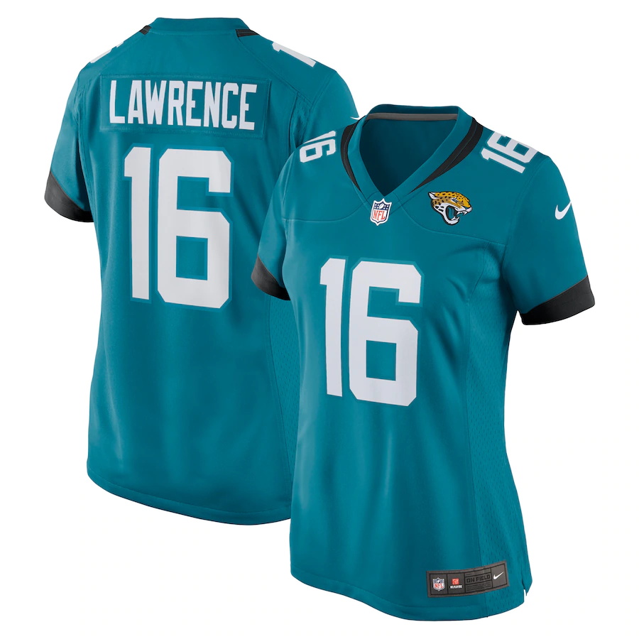 Custom Womens Jacksonville Jaguars #16 Trevor Lawrence Nike Teal 2021 NFL Draft First Round Pick Game Jersey->youth nfl jersey->Youth Jersey